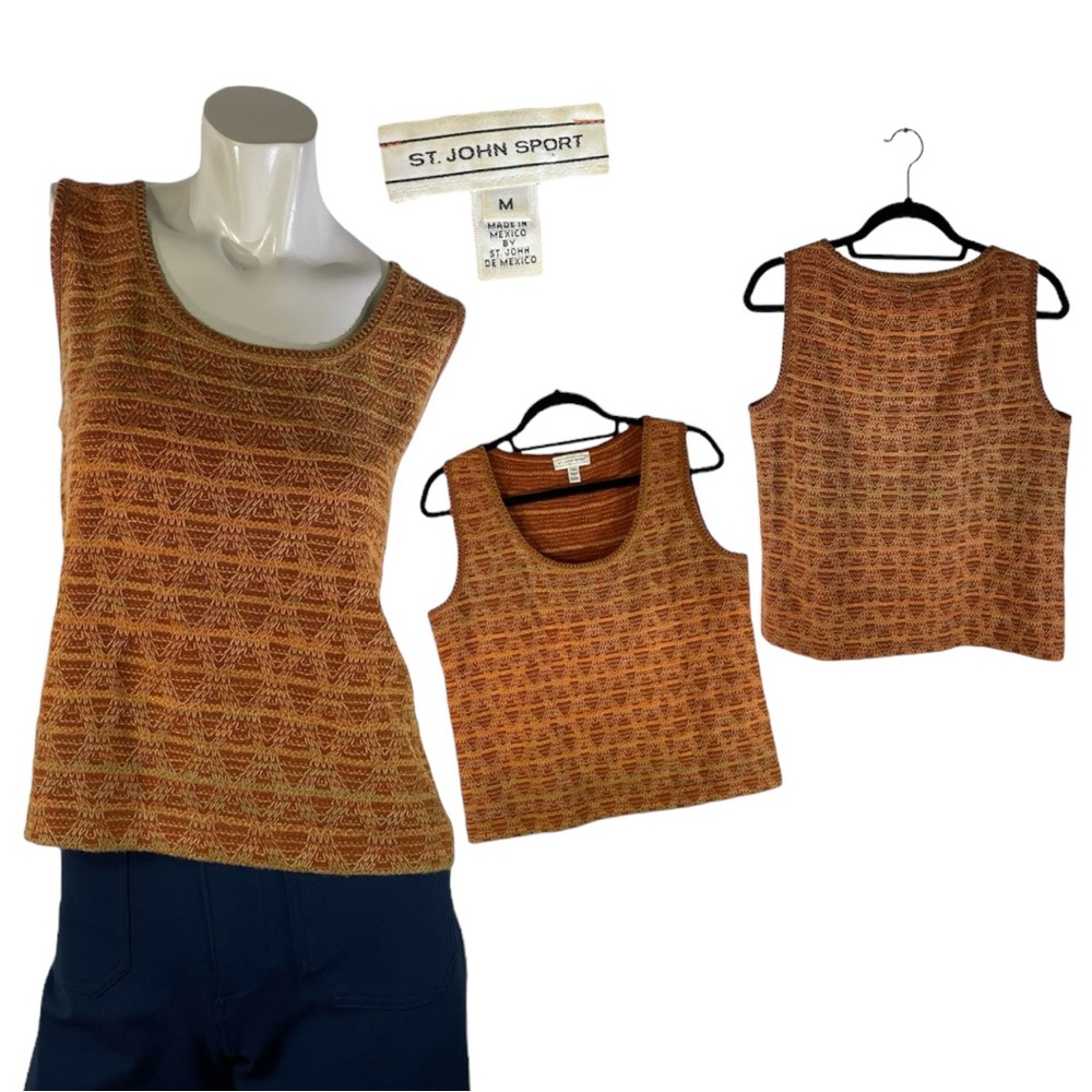 St John Sport Multi-Color Sleeveless Sweater Knit Tank Top Size Medium